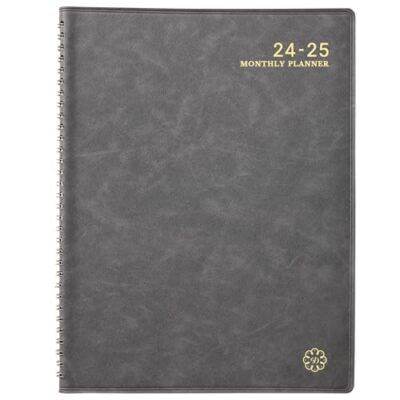 Monthly Planner 2024-2025 - 2024-2025 Planner with Leather Soft Cover, Grey-image