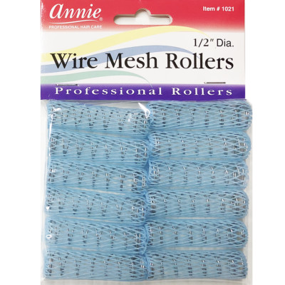 ANNIE WIRE MESH ROLLERS #1021 12 COUNT BLUE X-SMALL 1/2