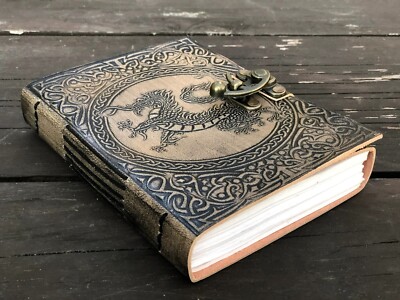 Dragon Embossed Leather Journal Leather sketchbook, Leather dairy, Wedding gift.-image
