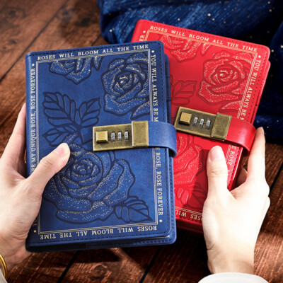 PU Leather Vintage Lock Journal B6 Notebook Lined Paper Writing Diary 224 Pages-image