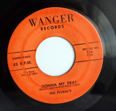 PLURAL'S Doo Wop 45rpm Donna My Dear b/w Miss Annie HEAR-image