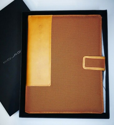 Piquadro Leather Agenda Planner Organizer Cover Orange / Green color Large Italy-image
