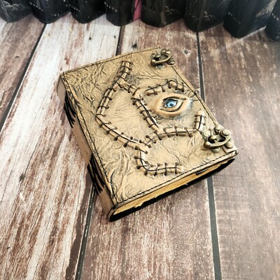 Vintage Hocus-Pocus Leather Journal, Embossed & Evil eye Notebook, Wedding gift.-image