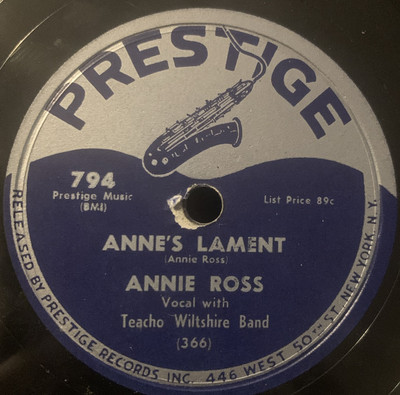 Annie Ross - Anne’s Lament / Twisted - Prestige 794 EX-image