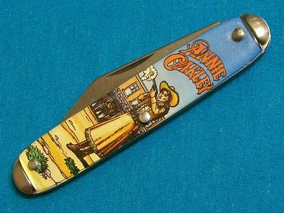 VINTAGE USA ANNIE OAKLEY WESTERN COWGIRL CIGAR JACK KNIFE KNIVES POCKET COWBOY-image