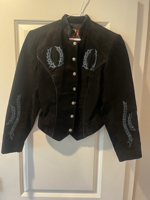 Tony Lama Western Black Leather Jacket Embroided  accent Women's 8 Jacket-image