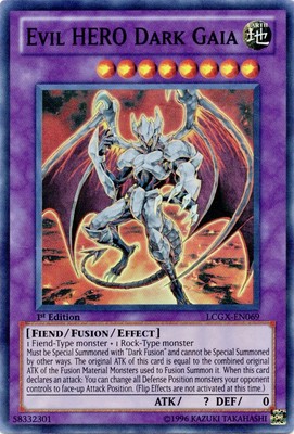 YuGiOh Evil Hero Dark Gaia Legendary Collection 2 LCGX-EN069 1st Edition LP Card-image