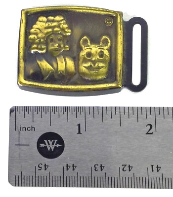 Vintage Little Orphan Annie & Sandy Embossed Metal Belt Buckle (Circa 1980's)-image