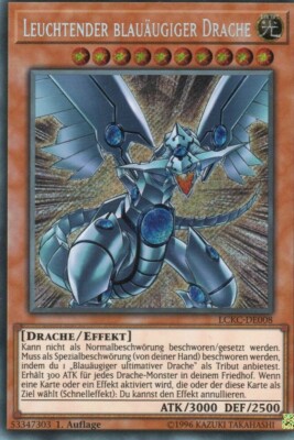 yugioh 1x bright blue-eyed dragon LCKC-DE008 SECRET RARE 1 EDITION GERMAN-image