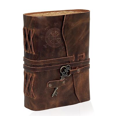 cuero Compass Vintage Leather Journal Antique Handmade Bound Journal with Dec...-image
