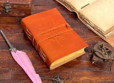 Handmade Grimoire Leather With Embossed Personal Journal Diary For Unisex Adult-image