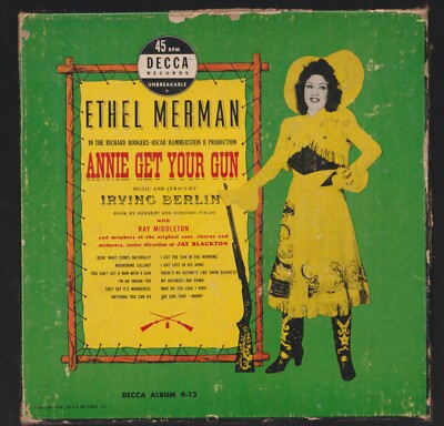 ANNIE GET YOUR GUN-ETHEL MERMAN- ORIGINAL CAST 6-45 RPM BOXED SET – DECCA 9-12-image