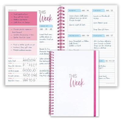 Weekly Planner Spiral Bound Notebook A5 - Undated Planner - To Do Notebook Pink-image