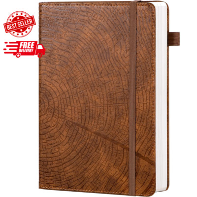 Lined Journal for Men, Tree Growth Ring Leather Bound Journal Notebook 256 Pages-image