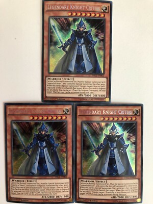 Yugioh Legendary Knight Critias DRL2-EN002 Secret Rare NM x3 Play Set-image
