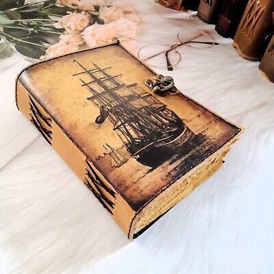 Vintage Look Printed Leather Dairy, Leather journal, sketchbook, Dream journal.-image