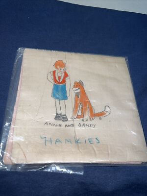 Vtg Little Orphan Annie & Sandy comic book Character 1930s hanky handkerchief-image