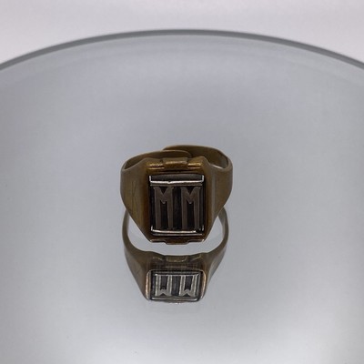1937 RADIO ORPHAN ANNIE 2 Initial “MM” Vintage Adjustable Signet Ring-image
