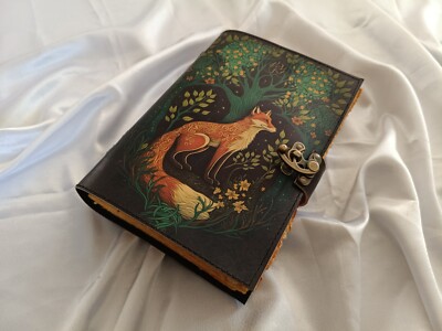 Fox Printed Leather Journal sketchbook Leather Dairy Dream Journal Wedding Gift.-image
