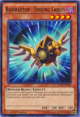 Raidraptor - Singing Lanius - MP16-EN059 - Common - 1st Edition x1 - Lightly Pla-image