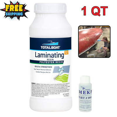 Fiberglass Laminating Resin & Hardener Best Marine Grade Polyester 1 Quart Kit-image