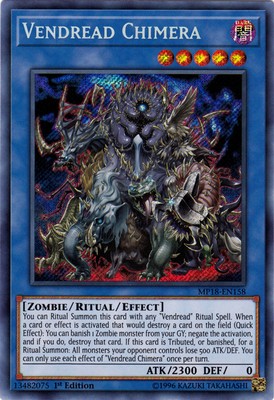 1 x Vendread Chimera - MP18-EN158 - Secret Rare - 1st Edition Near Mint, English-image