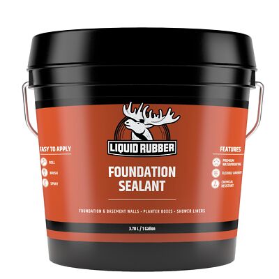 L R Concrete Foundation & Basement Sealant -Waterproof Coating, Black, 1 Gallon-image