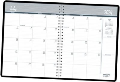  2024-2026 Monthly 2 Year Academic Planner, Black, 8.5 x 11 Inches, July - -image