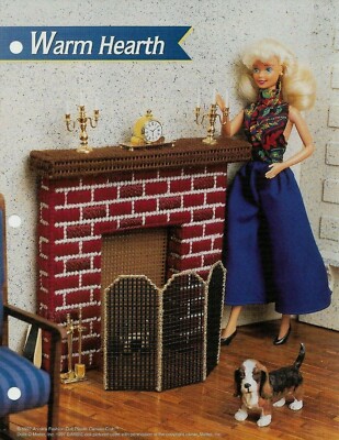 NEW WARM HEARTH FIREPLACE FASHION DOLL ANNIE PLASTIC CANVAS PATTERN INSTRUCTIONS-image