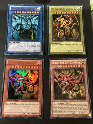 Egyptian God Cards 4 Card Lot X2 Slifer, Obelisk And Winged Dragon-image