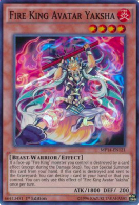 YUGIOH Fire King Avatar Yaksha  MP14-EN121 1ST EDITION NM NEVER PLAYED!!!-image