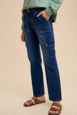 Annie Wear Straight Leg Jeans with Cargo Pockets-image