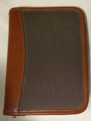 PlanAhead 6-Ring Planner Binder ONLY Brown Vinyl & Fabric Zippered -image