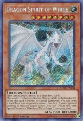 *** DRAGON SPIRIT OF WHITE *** 1ST EDITION SECRET RARE LCKC-EN018 YUGIOH!-image
