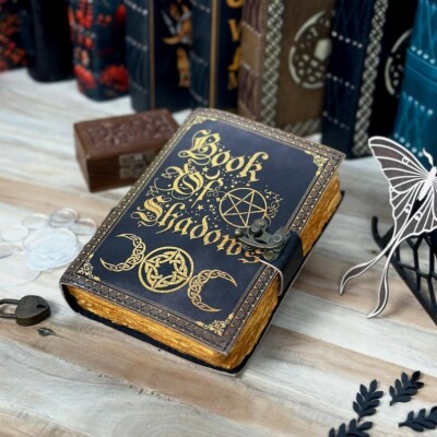Book Of Shadows leather Notebook Grimoire Leather Journal Magical Spell notebook-image