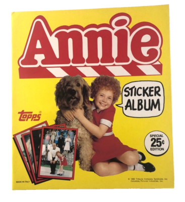 1982 LITTLE ORPHAN ANNIE Nice UNUSED STICKER CARD ALBUM Topps MINTY Warbucks-image