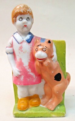 1930's LITTLE ORPHAN ANNIE and SANDY bisque figural toothbrush holder -image
