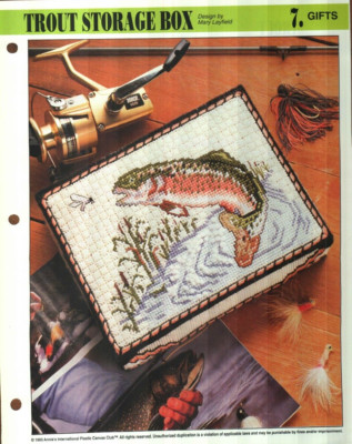 NEW TROUT STORAGE BOX ANNIE'S PLASTIC CANVAS PATTERN INSTRUCTIONS-image