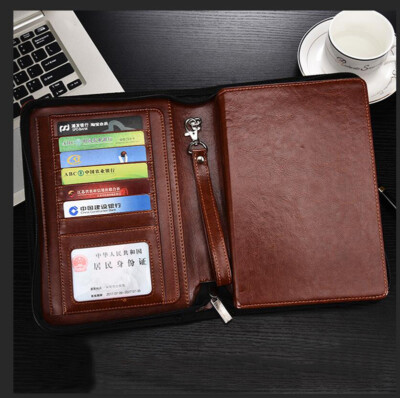 PU Leather Vintage Journal A5 Zipper Notebook Binder Lined Paper Writing Diary-image