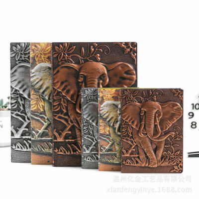 Embossed Leather Cover Retro Vintage Journal Notebook Lined Paper Diary Planner -image