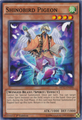 Yugioh! LP Shinobird Pigeon - MP17-EN190 - Common - 1st Edition Lightly Played, -image
