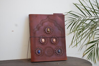 Personalized Set Handmade Leather Album Set of 2 Stone Album Book-image