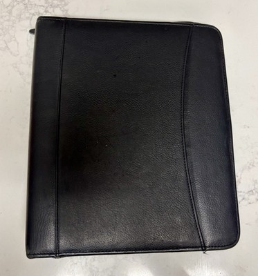 Franklin Planner Black Genuine Leather Zipper 7 Ring Bound Binder 18738460-image