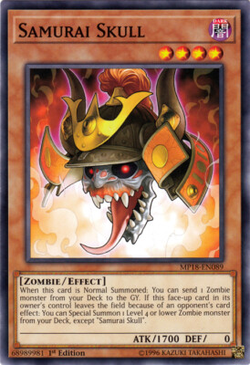 YGO-4x-Near Mint-Samurai Skull - MP18-EN089 - Common - 1st Edition-2018 Mega-Tin-image