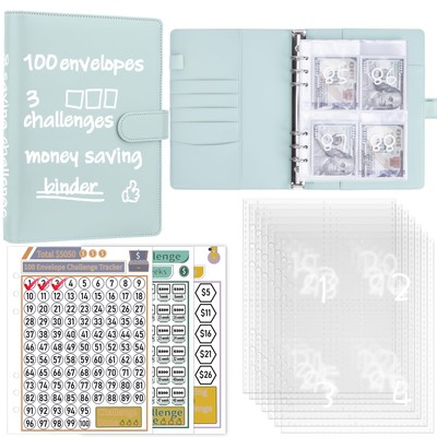 100 Envelopes Money Saving Challenge Binder, A5 Budget Binder with Cash Envel...-image