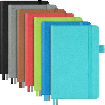 Lined Journal Notebook, 7 Pack Hardcover PU Leather A6, Multi-colored -image