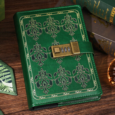 224 Pages Lock PU Leather Vintage Journal A5 Notebook Lined Paper Writing Diary-image