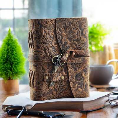 Unique key bound handmade notebook leather journal travel journal spellbook-image