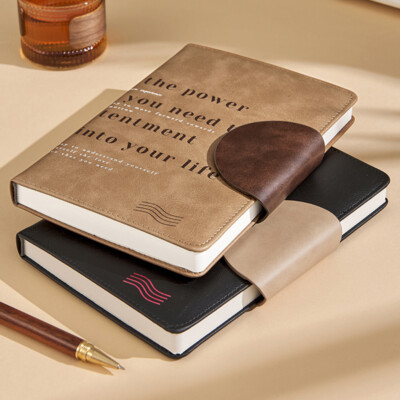 Thick 256 Pages PU Leather Office Journal A5 Notebook Lined Paper Writing Diary-image