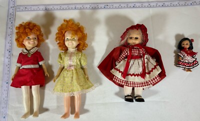 4 Lot-2 Vintage Little Orphan Annie Dolls 1982), 1 Red Riding Hood, 1 Kelly Doll-image